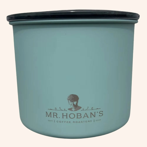 Mintgrüne Mr. Hoban's Kaffeedose mit schwarzem Vakuumdeckel