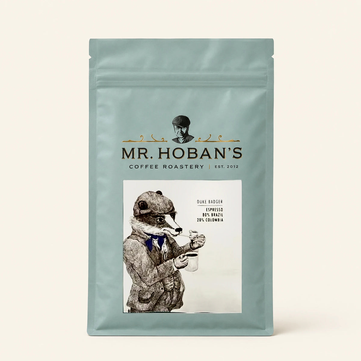 Mr. Hoban's Espressopackung Duke Badger mit gezeichnetem Dachs mit Fliege