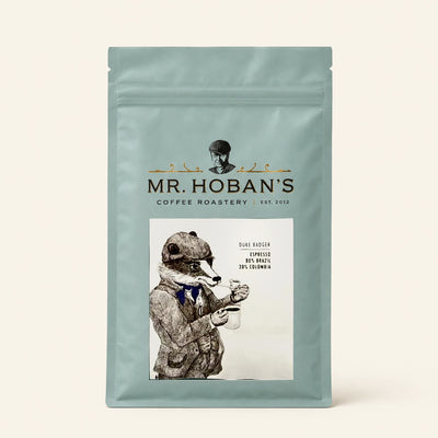 Mr. Hoban's Espressopackung Duke Badger mit gezeichnetem Dachs mit Fliege